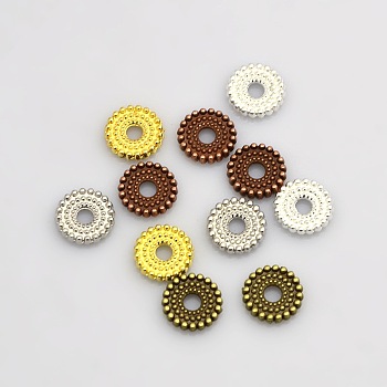 Disc Plating Zinc Alloy Spacer Beads, Mixed Color, 9.5x2mm, Hole: 2mm