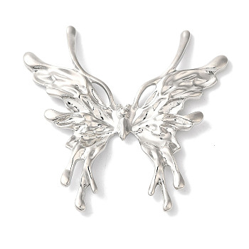 Rack Plating Alloy Pendants, Cadmium Free & Nickel Free & Lead Free, Butterfly, Platinum, 50x53x4mm