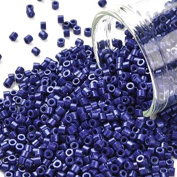 Cylinder Seed Beads, Opaque Colours Luster, Uniform Size, Midnight Blue, 2x1.5mm, Hole: 0.8mm, about 888pcs/10g