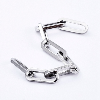 304 Stainless Steel Paperclip Chains, Drawn Elongated Cable Chains, Unwelded, Flat Oval, Stainless Steel Color, 13~13.5x5x1.5mm