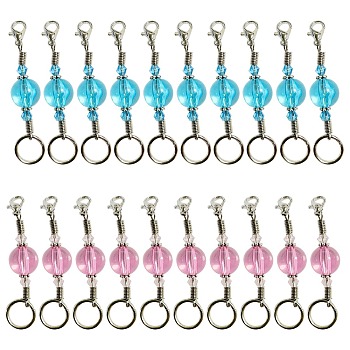 Gorgecraft 20Pcs 2 Colors DIY Keychain Making Kits, including Transparent Acrylic Beads, Iron Coil Cord Ends & Open Jump Rings, Zinc Alloy Lobster Claw Clasps, Tibetan Style Alloy Daisy Spacer Beads, Mixed Color, 6cm, 10pcs/color