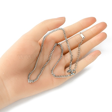304 Stainless Steel Curb Chain Necklace for Men Women(NJEW-YW0001-14)-4