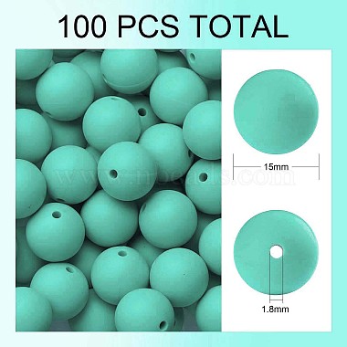 15mm Turquoise Round Silicone Beads