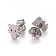 Boucles d'oreilles à tige en acier inoxydable anti-ternissement 304 en forme de chaton(X-EJEW-F227-08P)-2