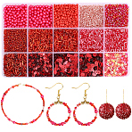 DIY Jewelry Making Kits, including Plastic & Glass & Acrylic Beads, Mixed Shapes, Red, 1~6x0.2~3.5mm, Hole: 0.8~1mm(DIY-PA0002-05)