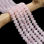 Natural Rose Quartz Beads Strands, Faceted, Rondelle, 8x5.5mm, Hole: 1.2mm, about 69pcs/strand, 15.16''(38.5cm)(G-Z111-A17)