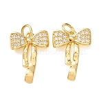 Brass Micro Pave Clear Cubic Zirconia Pendants, Bowknot Charms, Lead Free & Cadmium Free, Rack Plating, Long-Lasting Plated, Real 18K Gold Plated, 17.5x13x4mm, Hole: 3.3mm(CU-E003-06G)
