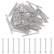 80Pcs 304 Stainless Steel Connector Charms, Bar Links, Stainless Steel Color, 25x1.2mm, Hole: 1mm(STAS-UN0054-28)