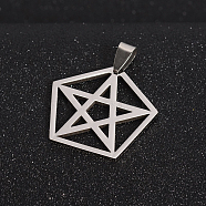 Boy Jewelry Original Color 304 Stainless Steel Pentagon with Pentagram Pendants, Stainless Steel Color, 31x33x1.5mm, Hole: 4x9mm(X-STAS-I032-209)