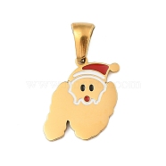 Christmas Theme 304 Stainless Steel Pendants, with Enamel, Golden, Santa Claus Letter Charm, Letter N, 15.5x12x1.5mm, Hole: 6x3mm(STAS-R007-01N-G)