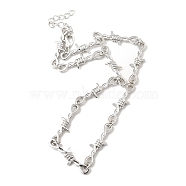 Alloy Thorns Link Chain Necklace, Punk Barbed Wire Necklace for Men Women, Platinum, 15.75 inch(40cm)(NJEW-C027-01P)