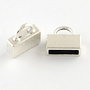 Tibetan Style Lock Alloy Cord Ends, End Caps, Cadmium Free & Lead Free, Antique Silver, 12x13x4.5mm, Hole: 4x5mm, Inner Diameter: 2.5x10.5mm, about 625pcs/1000g(TIBEP-Q053-03AS-NR)