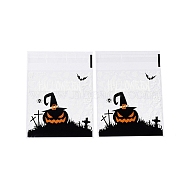Halloween Theme Plastic Bakeware Bag, with Self-adhesive, for Chocolate, Candy, Cookies, Square, Black, 130x100x0.2mm, about 100pcs/bag(OPP-Q004-01H)