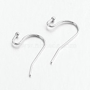 Brass Earring Hooks for Earring Designs, Lead Free & Cadmium Free, Platinum, 21x12mm, 21 Gauge, Pin: 0.7mm(KK-M142-01P-RS)