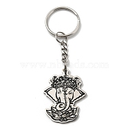 304 Stainless Steel with Enamel Keychain, Elephant, Stainless Steel Color, 9.2cm(KEYC-Z003-01P)
