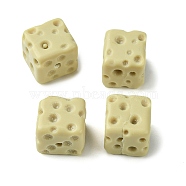 Opaque Resin Imitation Food Beads, Cube Cheese, Pale Goldenrod, 11x11.5x12mm, Hole: 1.8mm(CRES-B021-11)