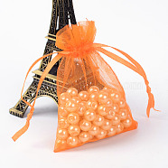 Organza Gift Bags with Drawstring, Jewelry Pouches, Wedding Party Christmas Favor Gift Bags, Orange Red, 9x7cm(OP-R016-7x9cm-14)