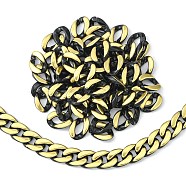 100Pcs Acrylic Linking Rings, Quick Link Connector, for Curb Chain Making, Twisted Oval, Golden Plated, Black, 17x23x5.5mm(SACR-CJ0001-34)