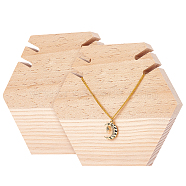 Wooden Necklace Displays Stands, Hexagon, BurlyWood, 2x11.7x10.8cm(NDIS-WH0001-05)