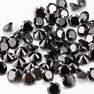 Diamond Shaped Cubic Zirconia Pointed Back Cabochons, Faceted, Black, 4mm(ZIRC-R004-4mm-02)