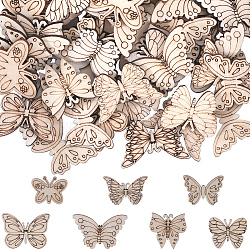 SUNNYCLUE 200Pcs Laser Cut Wood Shapes, Unfinished Wooden Embellishments, Poplar Wood Cabochons, Butterfly, Blanched Almond, 23.5x27.5x2.5mm(WOOD-SC0001-75)