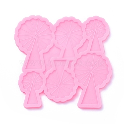 Food Grade Tree Silicone Molds, Fondant Molds, Baking Molds, Chocolate, Candy, Biscuits, UV Resin & Epoxy Resin Jewelry Making, Hot Pink, 130x128x6mm, Inner Size: 70x48mm, 54x40mm, 45x30mm(DIY-F045-08)