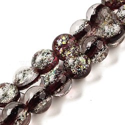 Handmade Dichroic Foil Glass Beads Strands, Rondelle, Indian Red, 12mm, Hole: 1.5mm, about 33pcs/strand, 14.76''(37.5cm)(DICH-U001-10D)