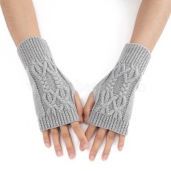 Acrylic Fiber Yarn Knitting Fingerless Gloves, Winter Warm Gloves with Thumb Hole, Dark Gray, 200x70mm(COHT-PW0002-10H)