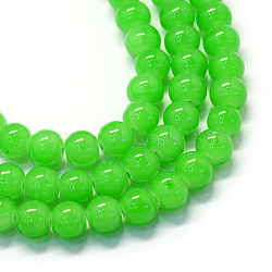 Baking Painted Imitation Jade Glass Round Bead Strands, Lime Green, 8.5~9mm, Hole: 1.5mm, about 105pcs/strand, 31.8 inch(X-DGLA-Q021-8mm-09)