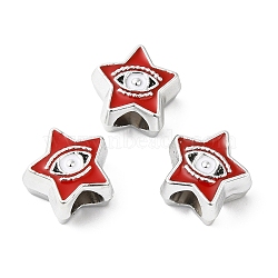 CCB Plastic European Beads, Large Hole Beads, Star with Evil Eyes, Red, 11.5x12.5x7.5mm, Hole: 5mm(CCB-B001-03D)