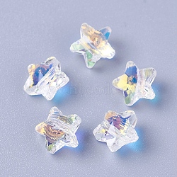 Imitation Austrian Crystal Beads, K9 Glass, Star, Faceted, Clear AB, 8x8x5mm, Hole: 1.2mm(X-SWAR-O001-06)
