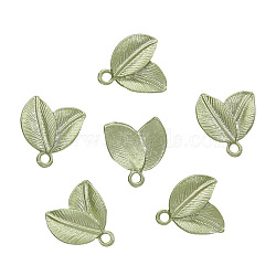 Spray Painted Alloy Pendants, Leaf Charms, Pale Green, 15x14mm, 2pcs/set(PW-WGFDBAE-06)