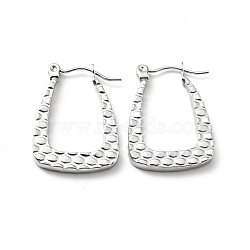 304 Stainless Steel Trapezoid Hoop Earrings for Women, Stainless Steel Color, 23x17x3mm, Pin: 0.8mm(EJEW-A076-07P)