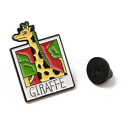 Animal Alloy Enamel Pin Brooch for Backpack Clothes, Giraffe, 30x21.5mm(JEWB-R004-06EB-02)