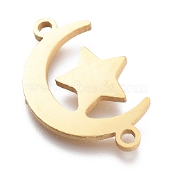 304 Stainless Steel Links Connectors, Laser Cut, Moon With Star, Golden, 12.5x20x1mm, Hole: 1.5mm(X-STAS-O128-04G)