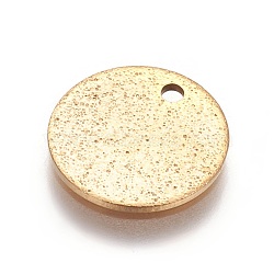 Ion Plating(IP) 304 Stainless Steel Textured Pendants, Flat Round, Golden, 12x1mm, Hole: 1.4mm(X-STAS-I098-01-12mm-G)