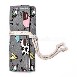 Handmade Canvas Pencil Roll Wrap 12 Holes, Multiuse Roll Up Pencil Case, Pen Curtain, for Coloring Pencil Holder Organizer, Animal Pattern, 20.2x22.2x0.4cm(ABAG-B002-11)