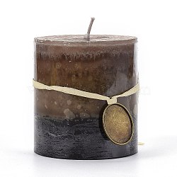 Column Shape Aromatherapy Smokeless Candles, with Box, for Wedding, Party, Votives, Oil Burners and Home Decorations, Camel, 7x7.65cm(DIY-H141-B01)