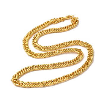 Iron Cuban Link Chain Necklaces for Women Men, Golden, 23.62 inch(60cm), Link: 9.5x7.5x4mm