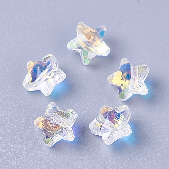 Imitation Austrian Crystal Beads, K9 Glass, Star, Faceted, Clear AB, 8x8x5mm, Hole: 1.2mm