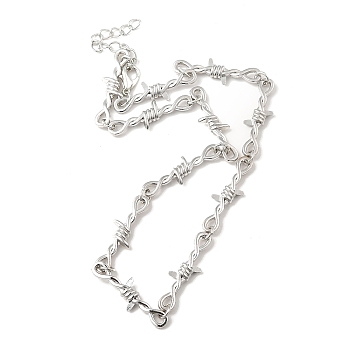 Alloy Thorns Link Chain Necklace, Punk Barbed Wire Necklace for Men Women, Platinum, 15.75 inch(40cm)