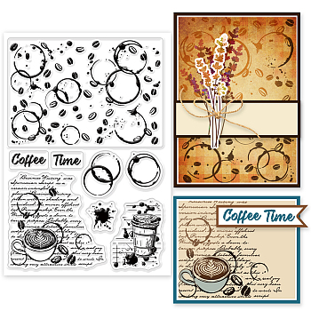 Custom PVC Plastic Clear Stamps, for DIY Scrapbooking, Photo Album Decorative, Cards Making, Coffee Bean, 160x110x3mm