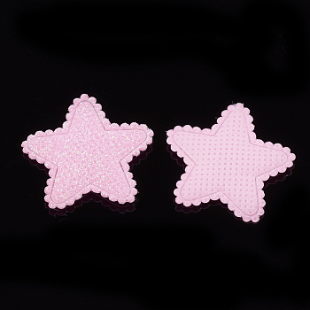 Glitter PU Patches, with Non Woven Fabric Back and Sponge Inside, Star, Pearl Pink, 33x34~35x2.5mm