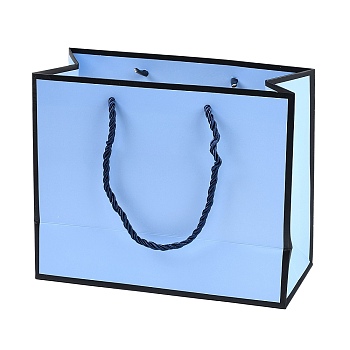 Rectangle Paper Bags with Rope Handles, for Gift Bags and Shopping Bags, Cornflower Blue, 27x8x21cm