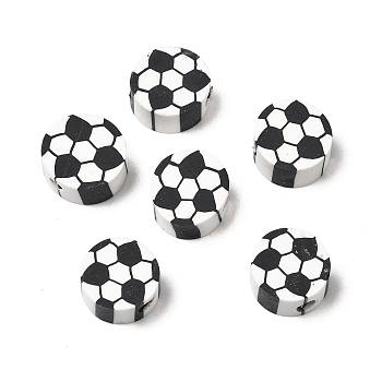 Handmade Polymer Clay Beads, Football, Black, 8.5~9x4~4.5mm, Hole: 2mm