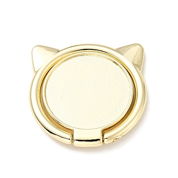 Alloy Cat Cell Phone Holder Stand Findings, Rotation Finger Grip Ring Kickstand Settings, Golden, 30.5x30.5x4mm