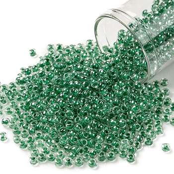 TOHO Round Seed Beads, Japanese Seed Beads, (343) Crystal Lined Jade, 8/0, 3mm, Hole: 1mm, about 10000pcs/pound