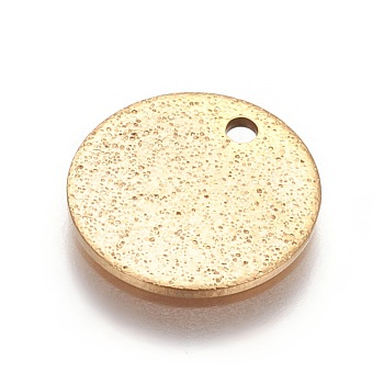 Ion Plating(IP) 304 Stainless Steel Textured Pendants, Flat Round, Golden, 12x1mm, Hole: 1.4mm