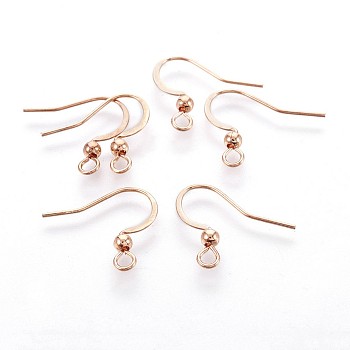 316 Surgical Stainless Steel French Earring Hooks, Flat Earring Hooks, Rose Gold, 15.5~16x18.9~19mm, Hole: 2mm, Pin: 0.7mm
