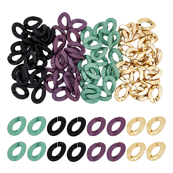 Spray Painted ABS Plastic & Acrylic Linking Rings, Quick Link Connectors, For Jewelry Link Curb Chains Making, Twist, Mixed Color, 30x21x6mm, Inner Diameter: 16x8mm, 120pcs/box